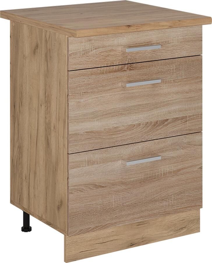 Vicco R-Line Keuken Keukenonderkast – 60 cm met laden WB Eik Sonoma met laden WB Eik