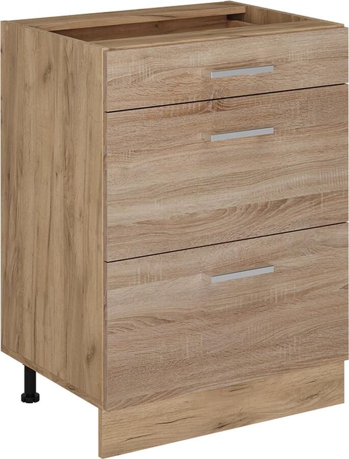 Vicco R-Line Keuken Keukenonderkast – 60 cm met laden zonder werkblad Sonoma met laden zonder werkblad