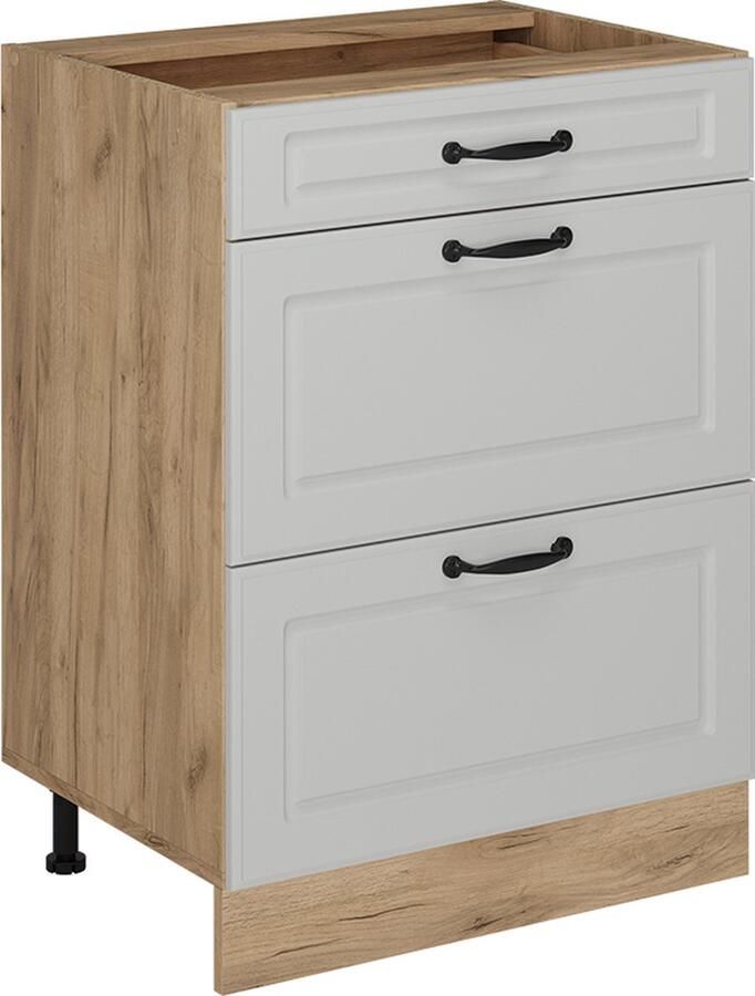 Vicco R-Line Keuken Keukenonderkast – 60 cm met laden zonder werkblad Wit Landhuis met laden zonder werkblad