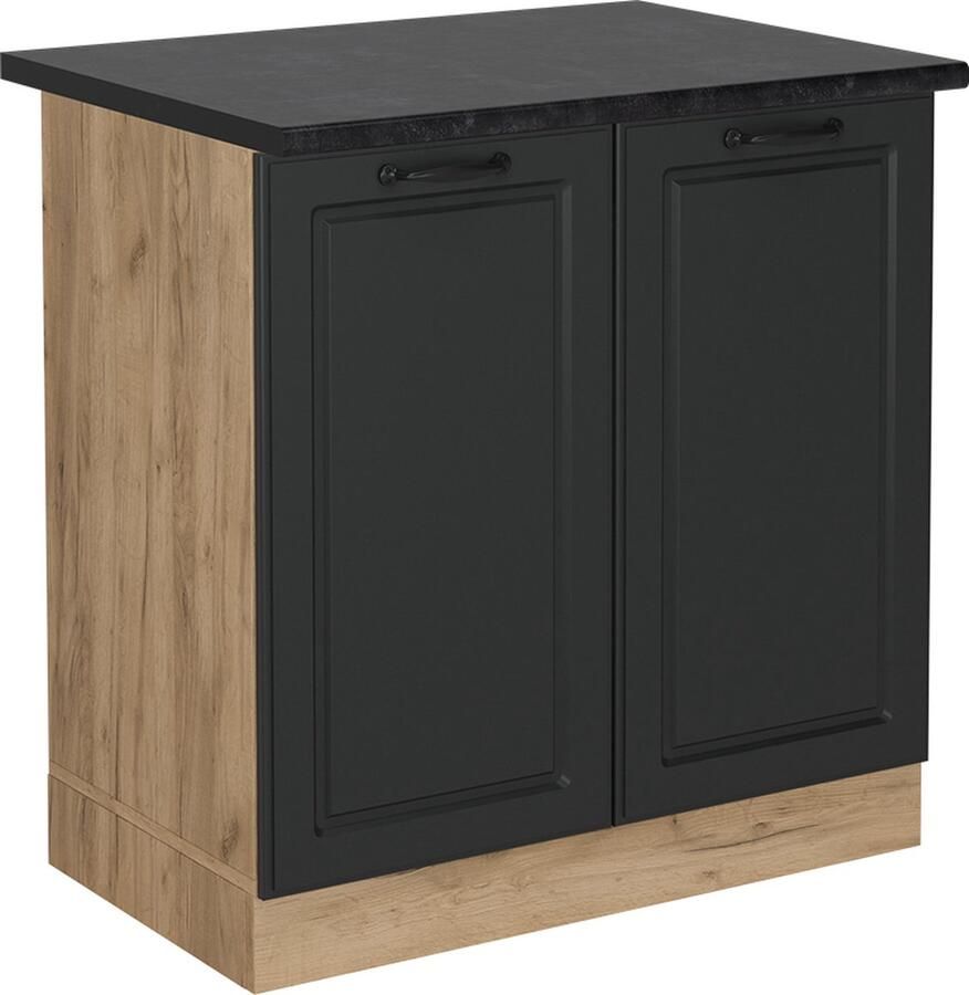 Vicco Wastafelkast R-Line Antraciet landhuis Krachtige eik goud 80 cm WB Antraciet