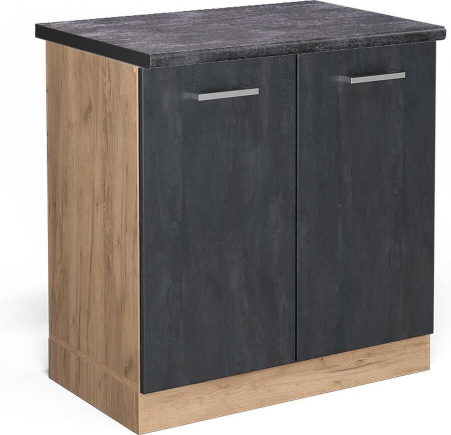 Vicco R-Line Keuken Wastafelkast – 80 cm WB Antraciet Zwart beton WB Antraciet