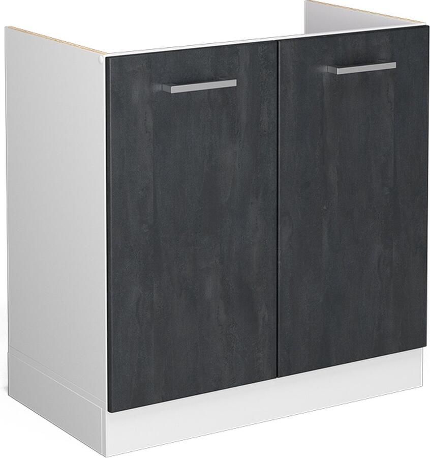 Vicco R-Line Keuken Wastafelkast – 80 cm zonder werkblad Zwart beton zonder werkblad