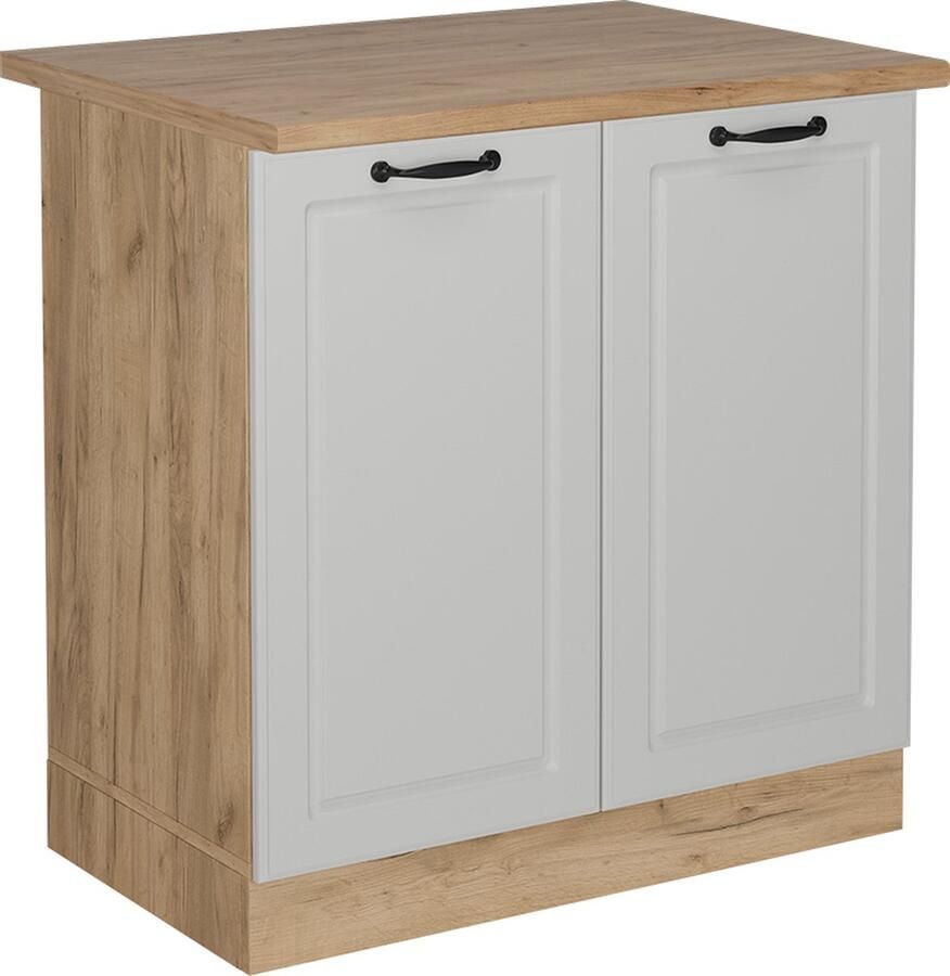 Vicco Wastafelkast R-Line Wit Landhuis Krachtige eik goud 80 cm WB Eik