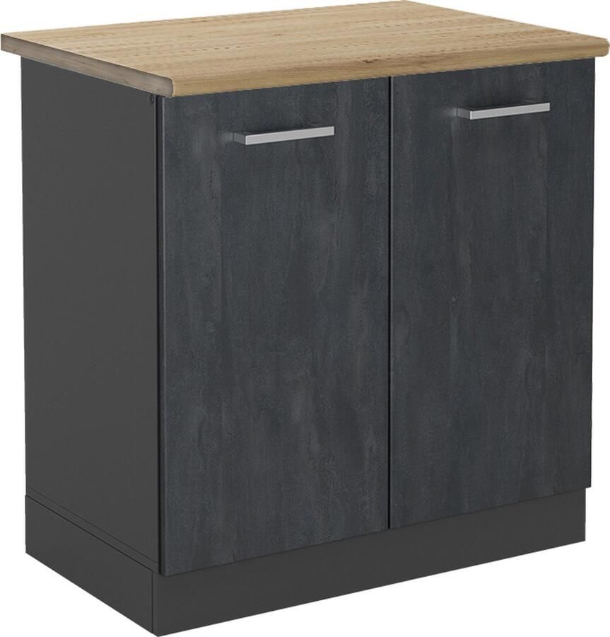 Vicco R-Line Keuken Wastafelkast – 80 cm WB Eik Zwart beton WB Eik