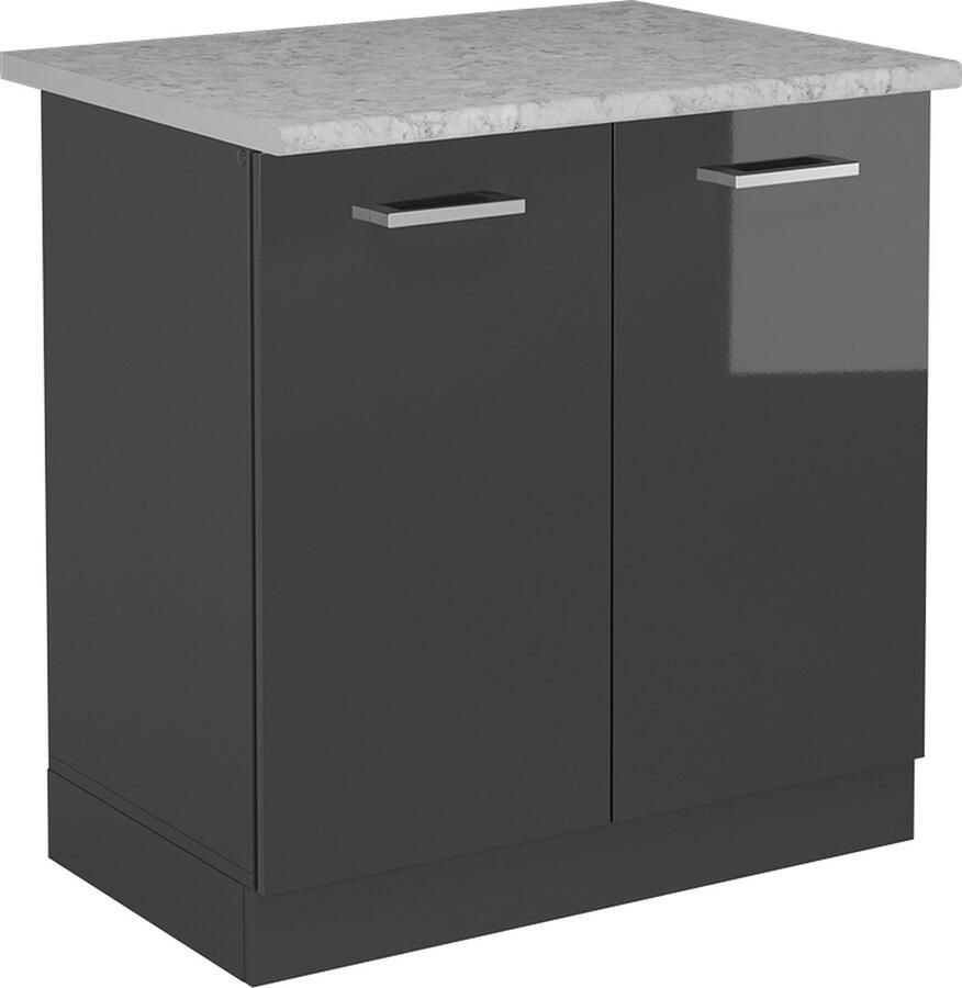 Vicco R-Line Keuken Wastafelkast – 80 cm WB Marmer Antraciet Hoogglans WB Marmer