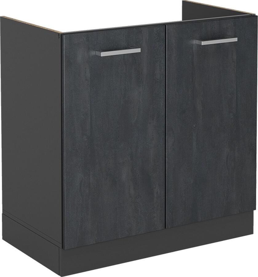 Vicco R-Line Keuken Wastafelkast – 80 cm zonder werkblad Zwart beton zonder werkblad