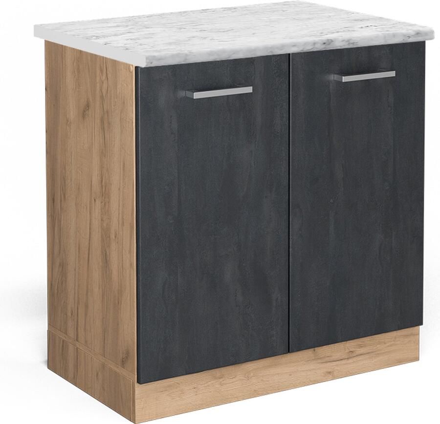 Vicco R-Line Keuken Wastafelkast – 80 cm WB Marmer Zwart beton WB Marmer