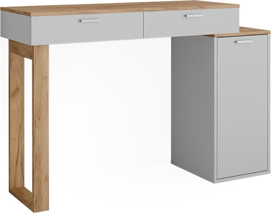Vicco Bureau Regina Wit Krachtige eik goud 129.6 x 40 cm met 2 laden