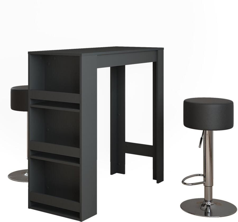 Vicco Repose Bartafel set – 45 x 110 cm met 2 barkrukken Antraciet