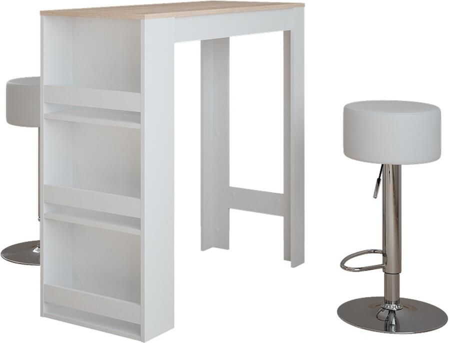 Vicco Repose Bartafel set – 45 x 110 cm met 2 barkrukken Wit Sonoma