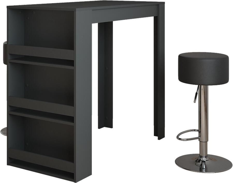 Vicco Repose Bartafel set – 57 x 117 cm met 2 barkrukken Antraciet