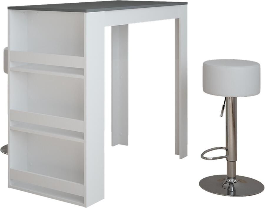 Vicco Repose Bartafel set – 57 x 117 cm met 2 barkrukken Wit antraciet