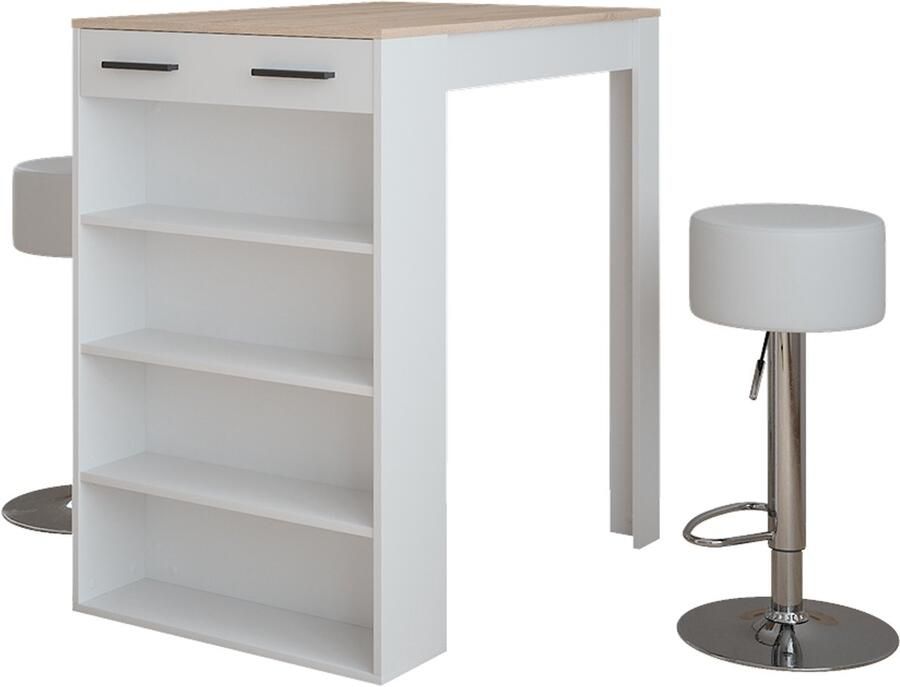 Vicco Repose Bartafel set – 67 x 100 cm met 2 barkrukken Wit Sonoma