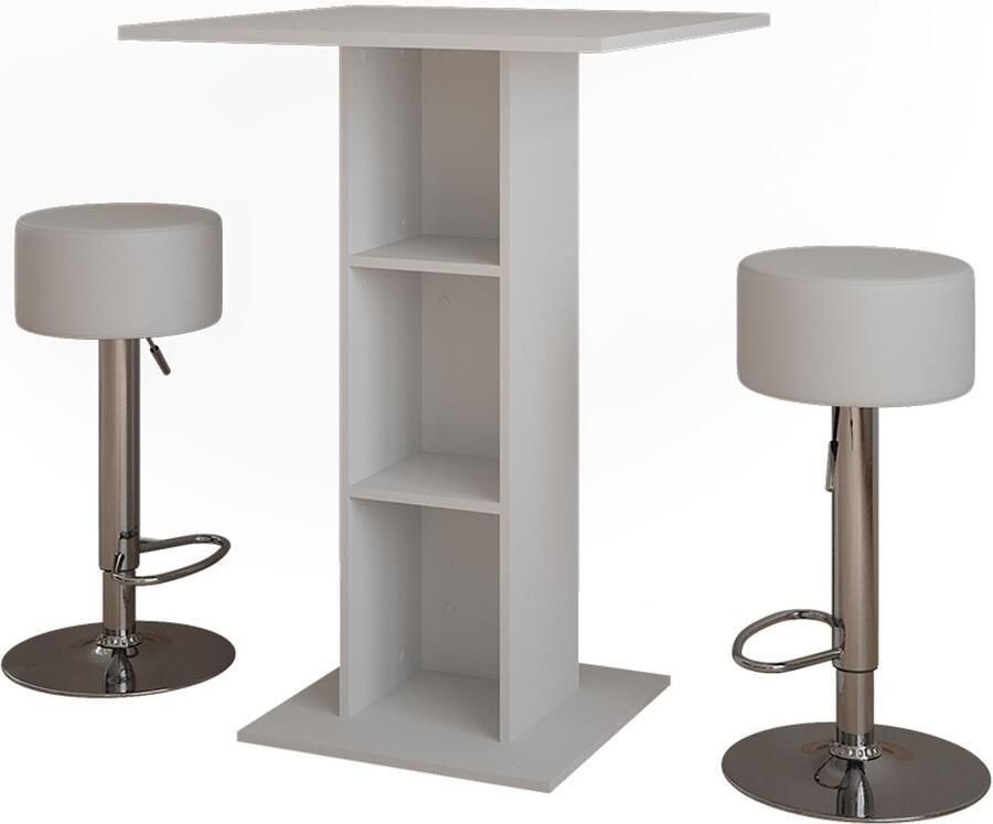Vicco Repose Bartafel set – 75 x 75 cm met 2 barkrukken Wit
