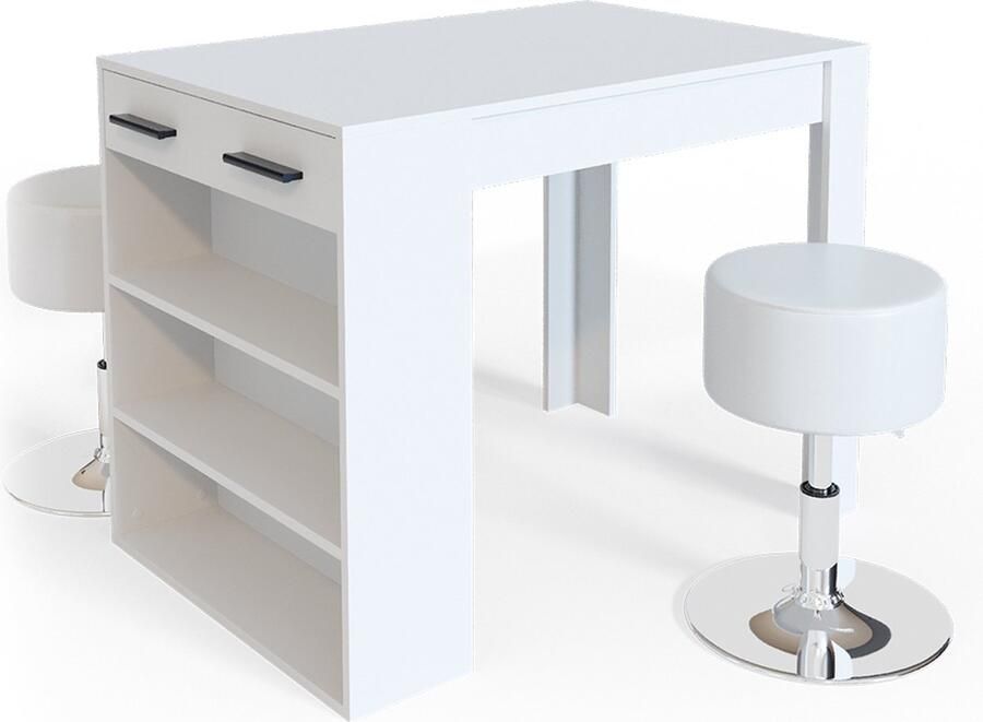 Vicco Repose Eettafel set – 67 x 100 cm met 2 krukken Wit met 2 krukken