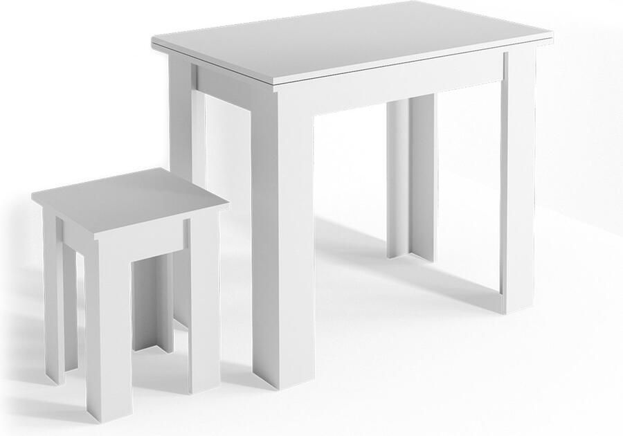 Vicco Roman Eettafel met stoel – 90 x 60 cm Wit