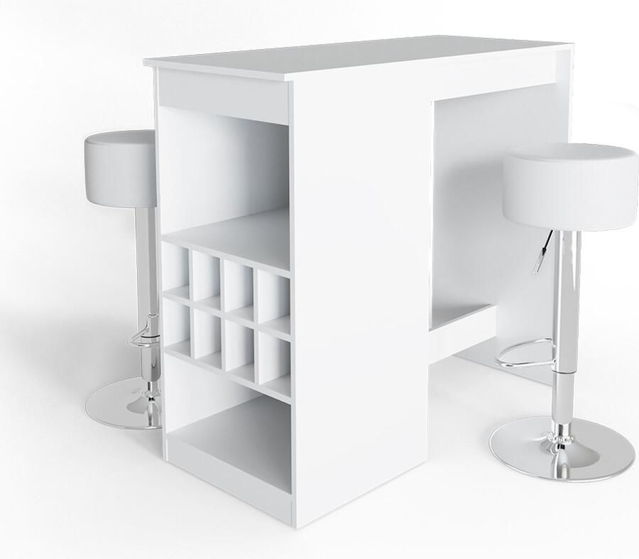 Vicco Ross Bartafel set – 115 x 50 cm met 2 barkrukken Wit met 2 barkrukken