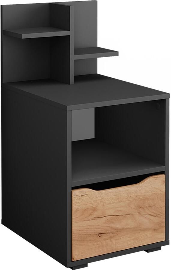 Vicco RubenNachtkastje – 40 x 82.2 cm met lade Antraciet gouden eik met lade