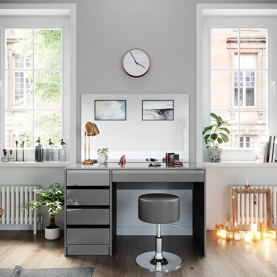 Vicco Sherry Kaptafel – 120 cm met kruk Grijs met kruk