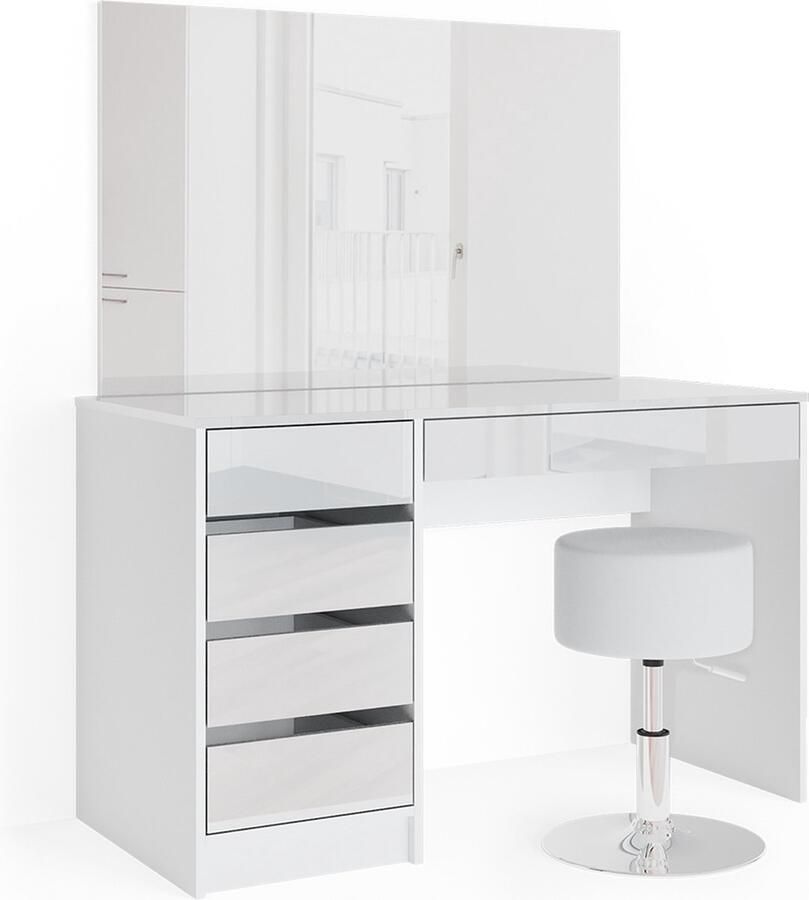 Vicco Sherry Kaptafel – 120 cm met kruk Wit met kruk