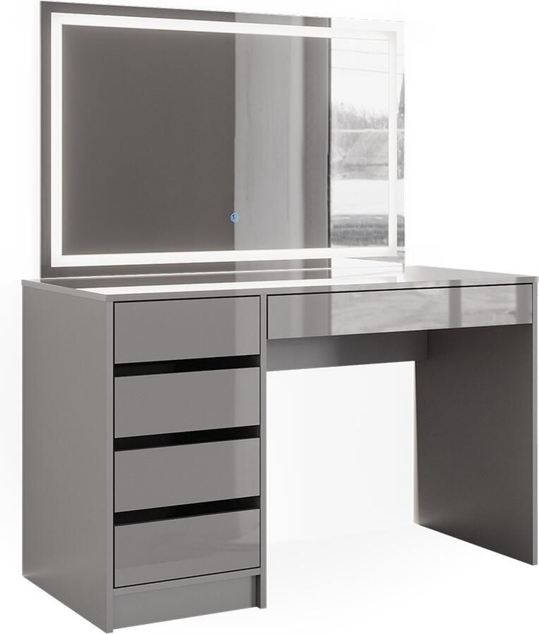 Vicco Sherry Kaptafel – 120 cm met LED-spiegel Grijs met LED-spiegel