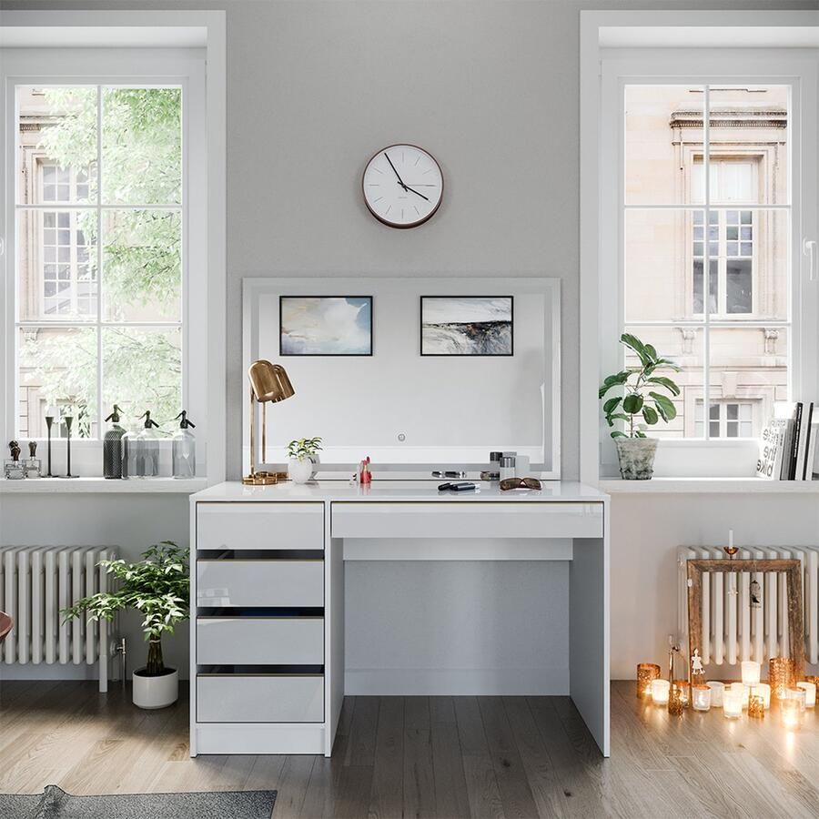 Vicco Sherry Kaptafel – 120 cm met LED-spiegel Wit Goud met LED-spiegel - Foto 2