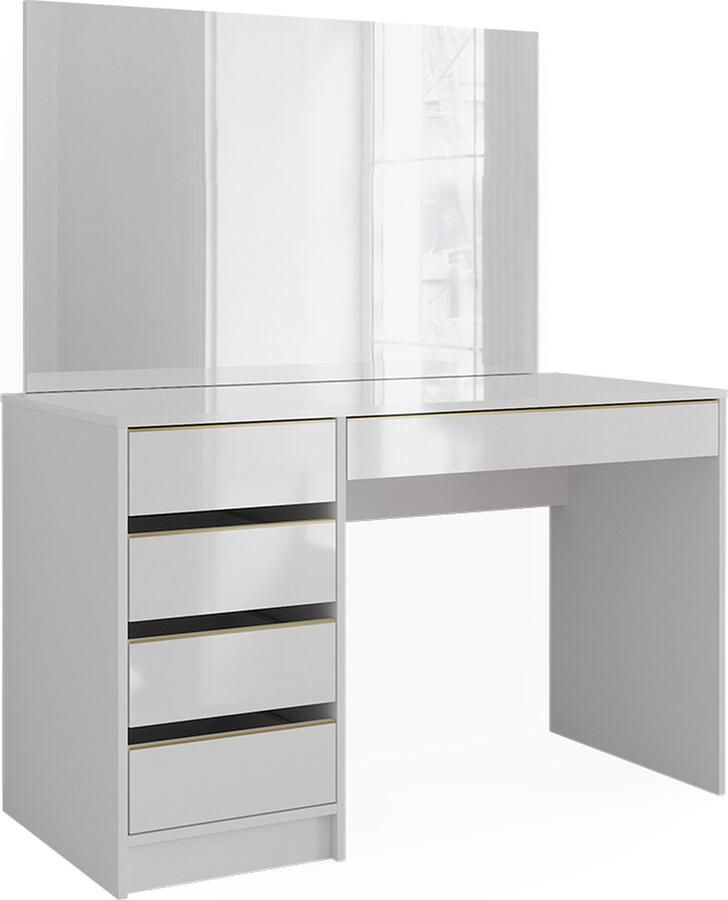 Vicco Sherry Kaptafel – 120 cm met spiegel Wit Goud met spiegel