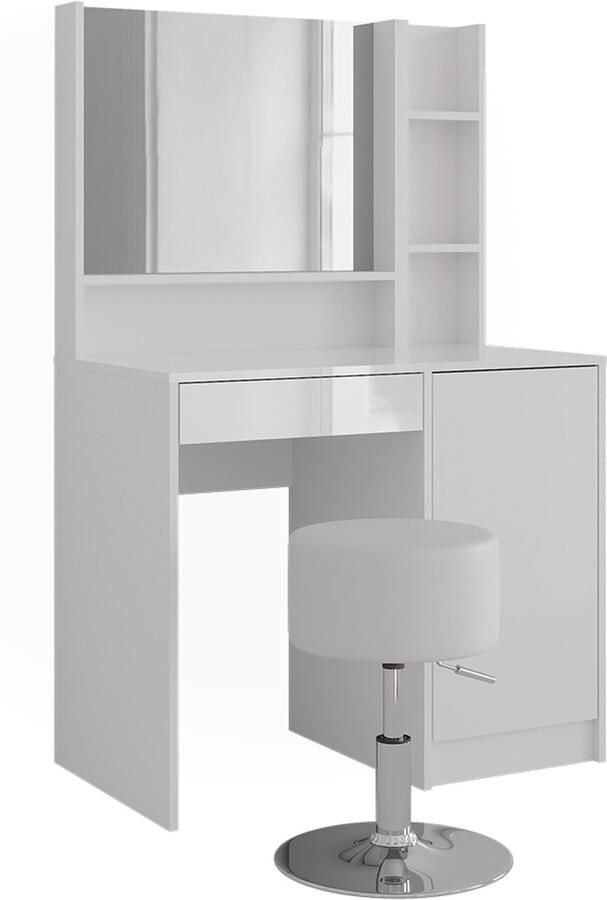 Vicco Sherry Kaptafel – 89.8 cm 4 delen Wit wit hoogglans