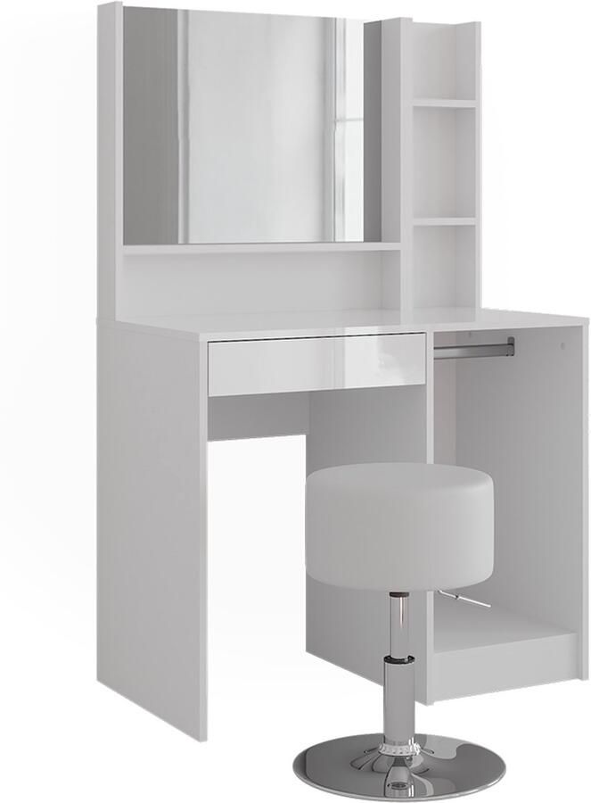 Vicco Sherry Kaptafel – 89.8 cm 4 delen Wit wit hoogglans