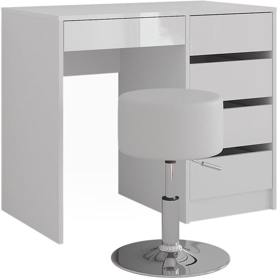 Vicco Sherry Kaptafel – 89.8 cm met kruk Wit wit hoogglans