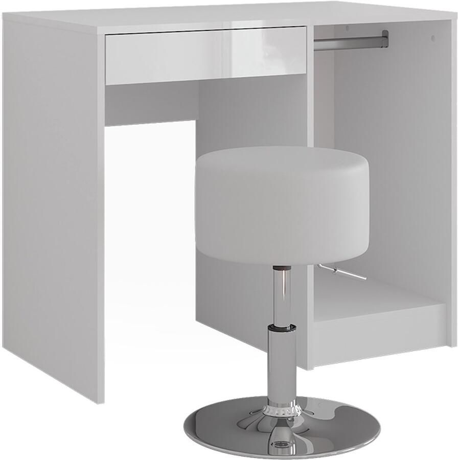 Vicco Sherry Kaptafel – 89.8 cm met kruk Wit wit hoogglans