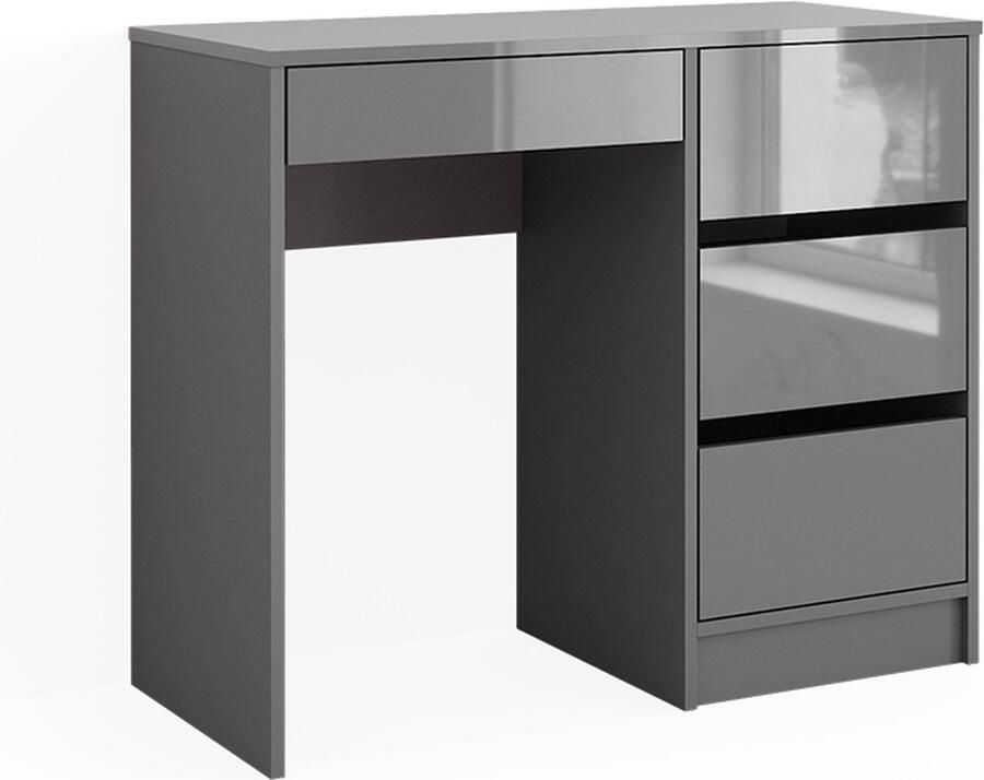 Vicco Sherry Bureau – 90 x 40 cm met laden Hoogglans grijs met laden