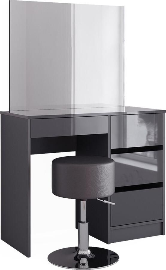 Vicco Sherry Kaptafel – 90 cm met kruk Antraciet Hoogglans met kruk