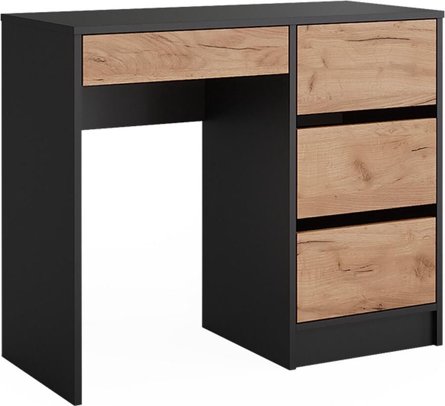 Vicco Sherry Toilettafel – 90 x 75 cm Zonder spiegel Antraciet gouden eik Zonder spiegel