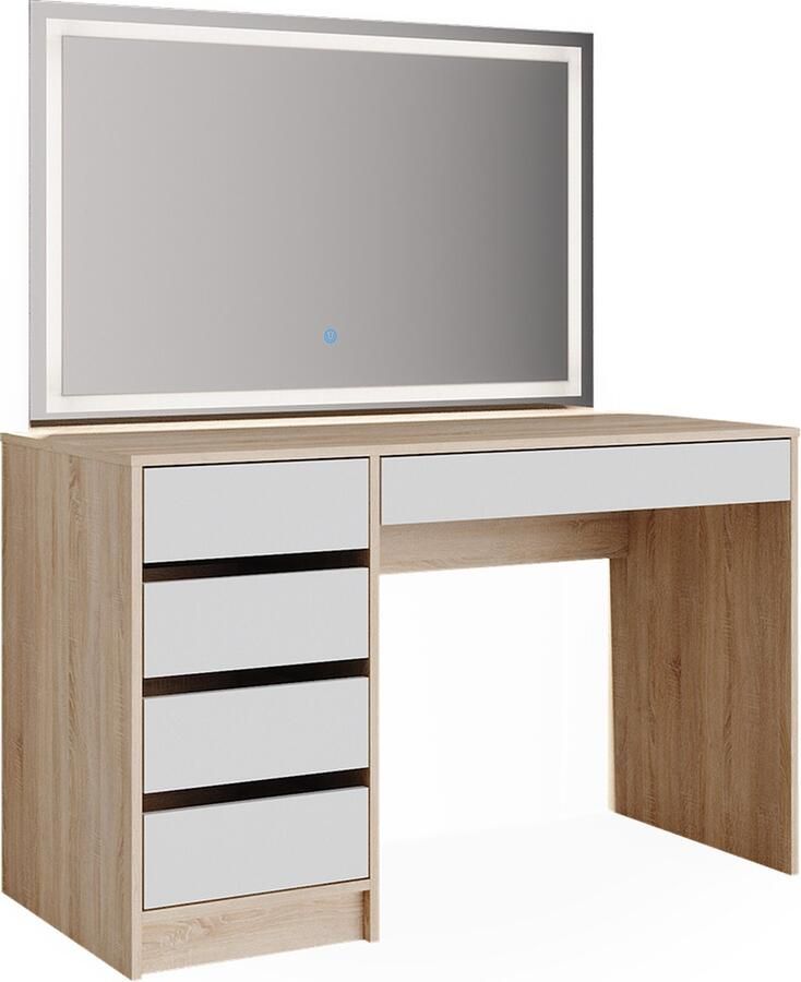 Vicco Sherry Kaptafel met licht – 120 cm met LED-spiegel Wit Sonoma met LED-spiegel