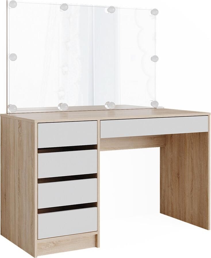 Vicco Sherry Kaptafel met licht – 120 cm met LED-verlichting Wit Sonoma met LED-verlichting