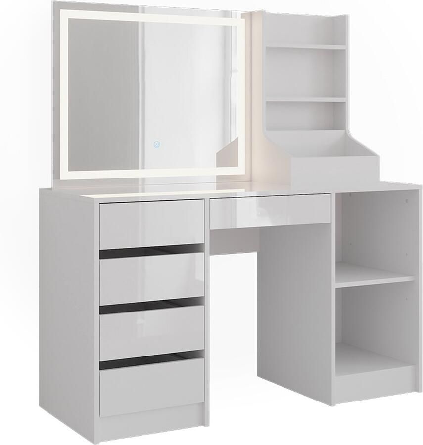 Vicco Sherry Kaptafel met licht – 128.2 cm 3 delen Wit wit hoogglans