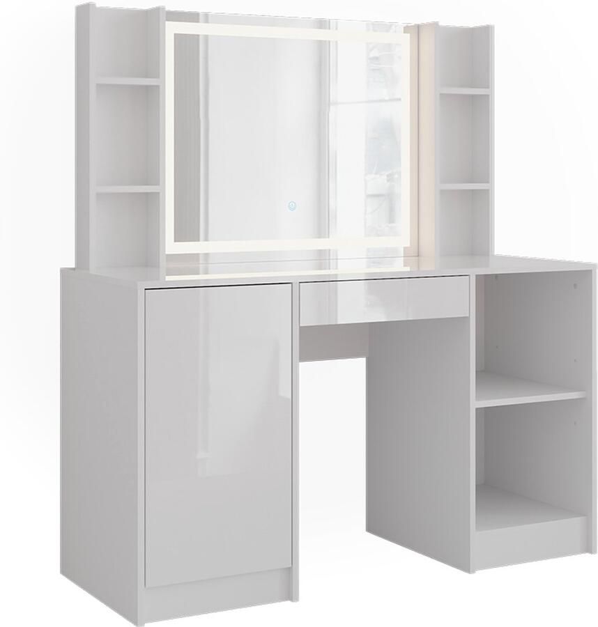 Vicco Sherry Kaptafel met licht – 128.2 cm 4 delen Wit wit hoogglans