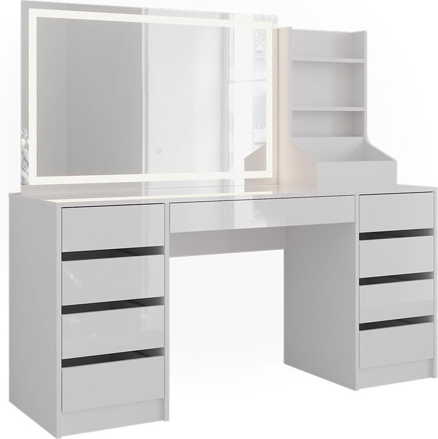 Vicco Sherry Kaptafel met licht – 158.2 cm 3 delen Wit wit hoogglans