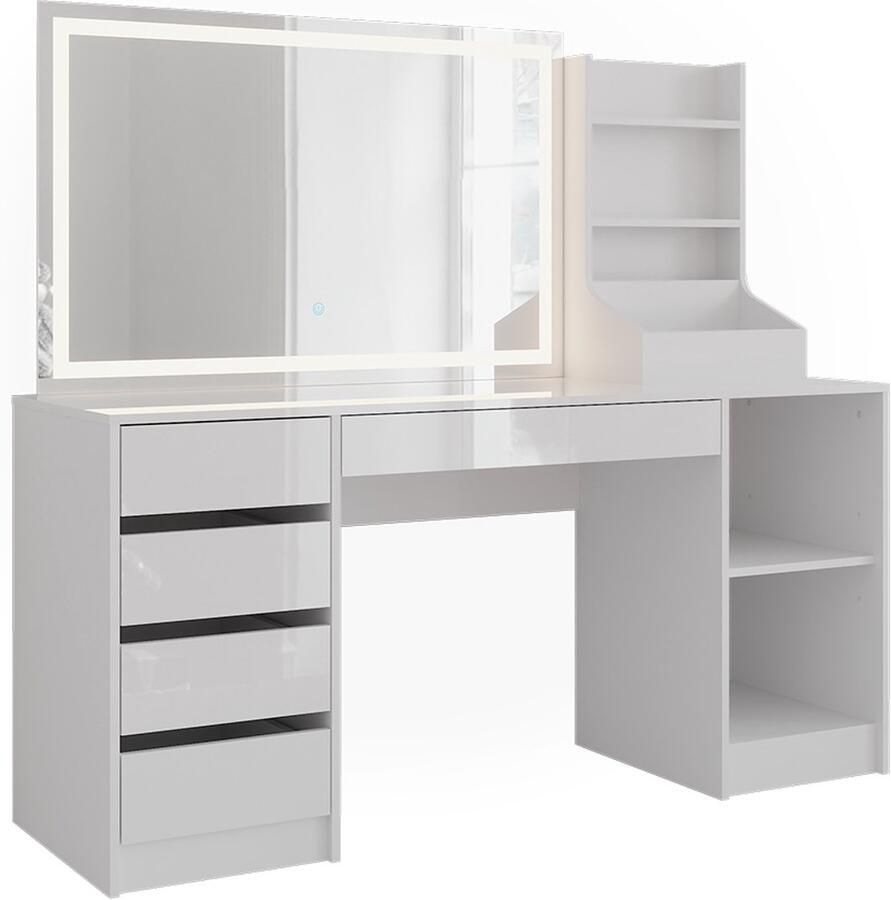 Vicco Sherry Kaptafel met licht – 158.2 cm 3 delen Wit wit hoogglans