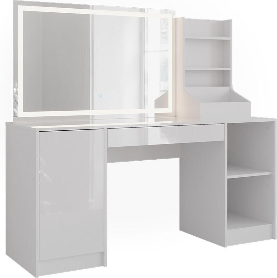 Vicco Sherry Kaptafel met licht – 158.2 cm 3 delen Wit wit hoogglans