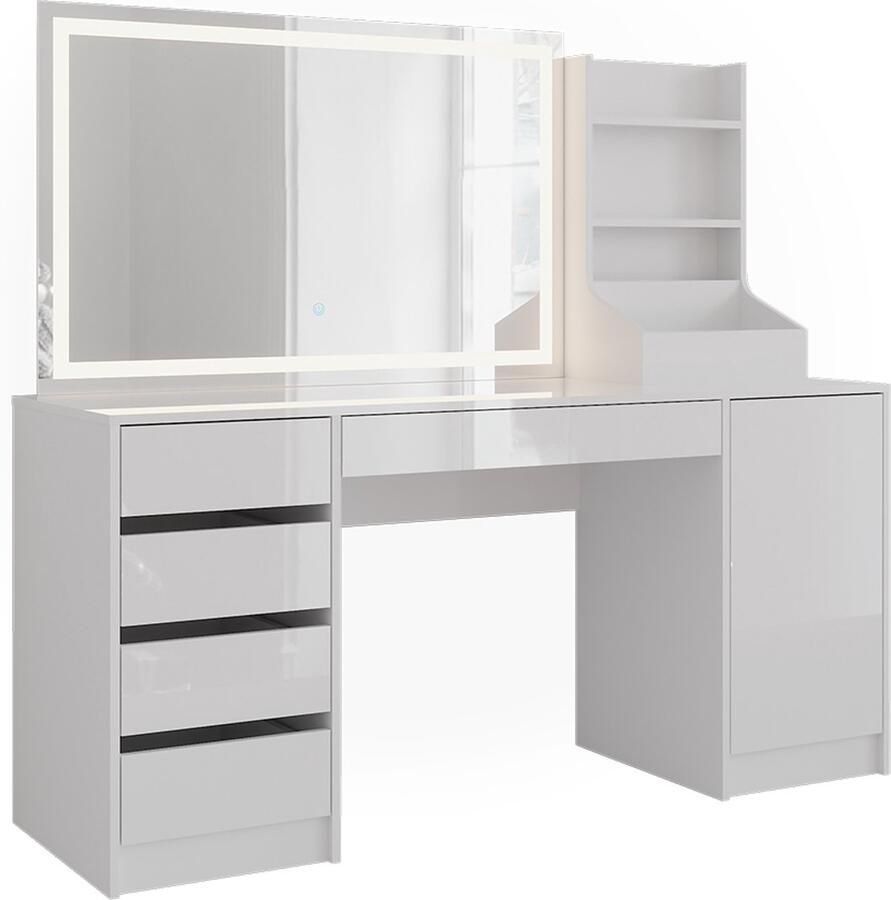 Vicco Sherry Kaptafel met licht – 158.2 cm 3 delen Wit wit hoogglans