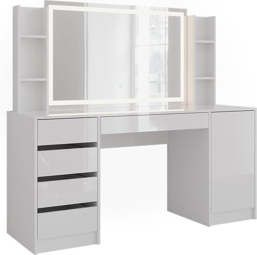 Vicco Sherry Kaptafel met licht – 158.2 cm 4 delen Wit wit hoogglans