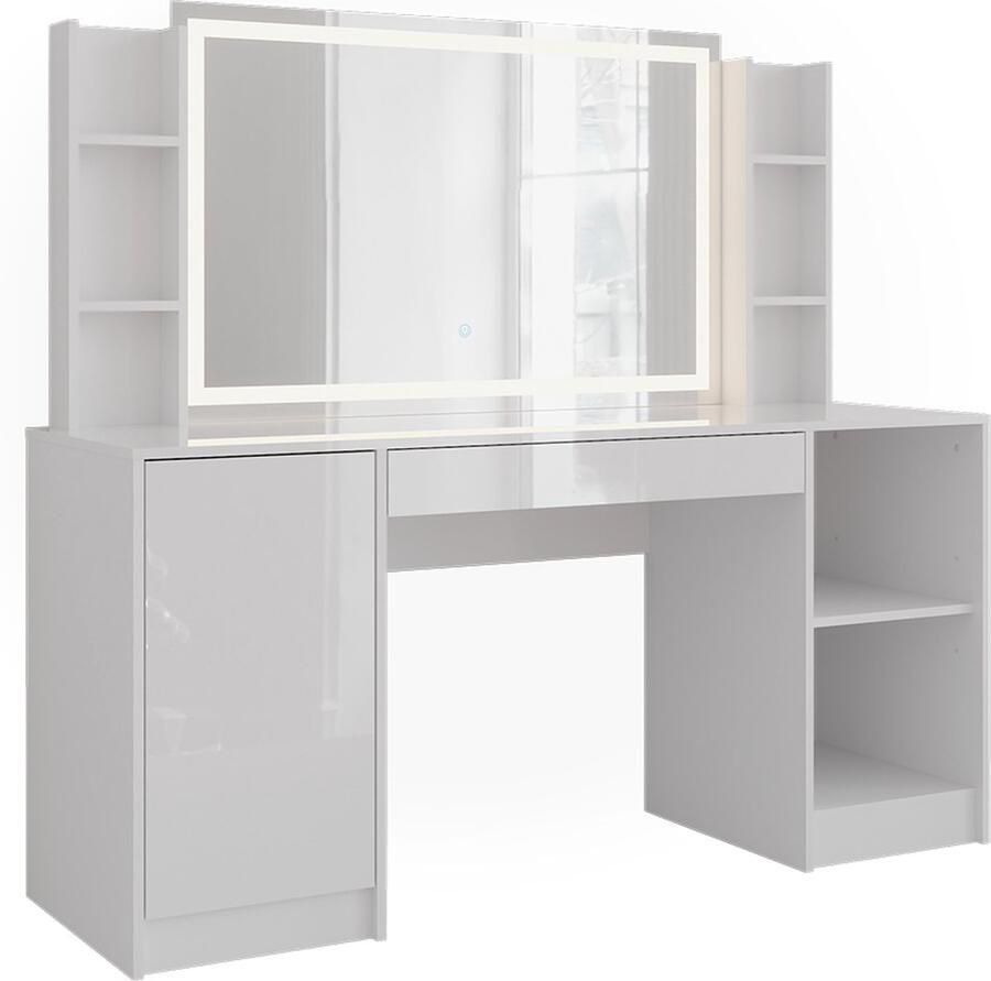 Vicco Sherry Kaptafel met licht – 158.2 cm 4 delen Wit wit hoogglans