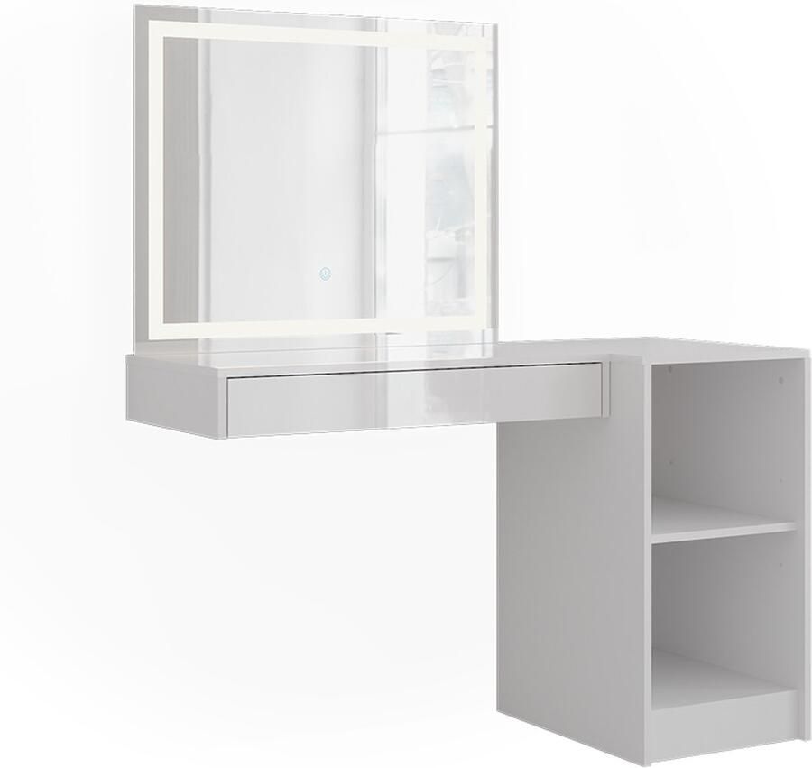 Vicco Sherry Kaptafel met licht – 81.4 cm 3 delen Wit wit hoogglans