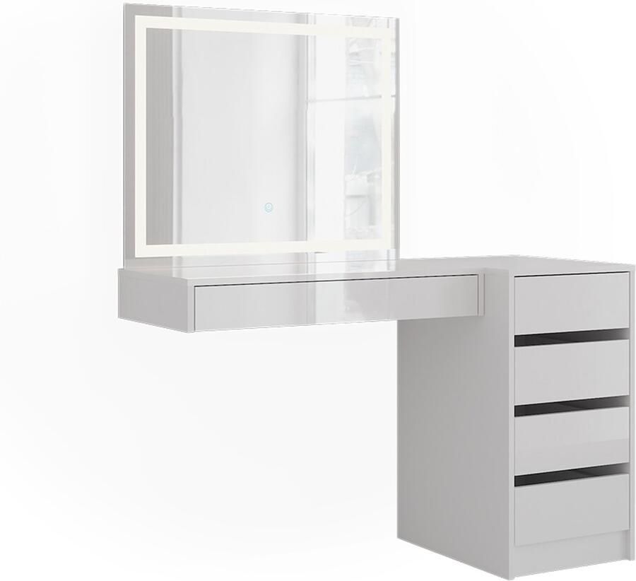 Vicco Sherry Kaptafel met licht – 81.4 cm 3 delen Wit wit hoogglans