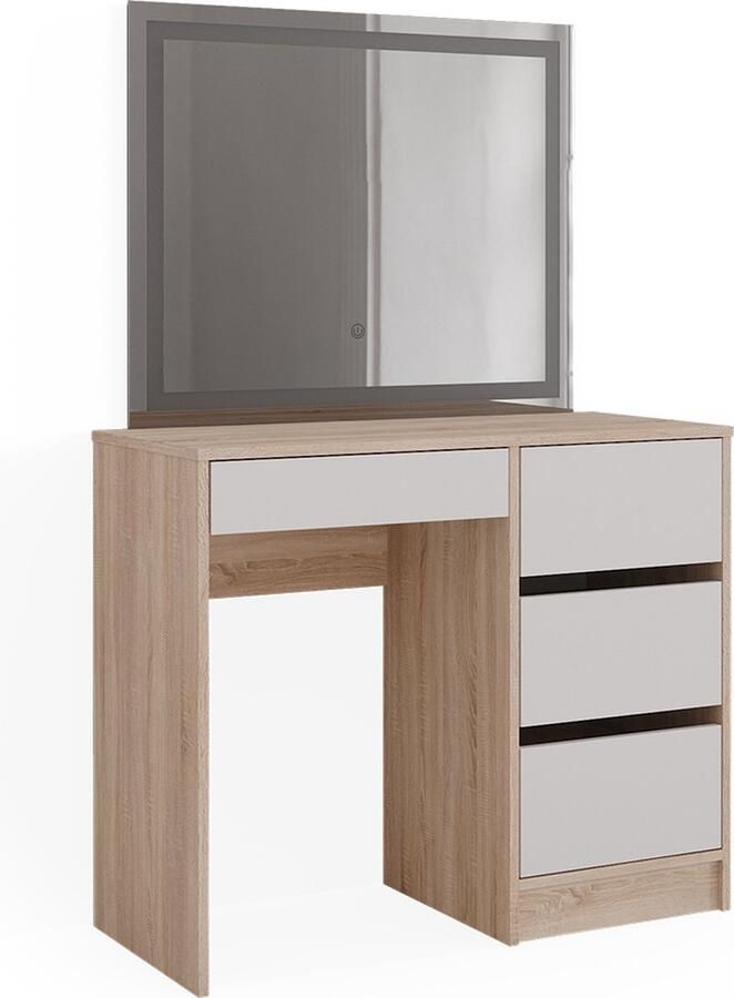 Vicco Sherry Beautytisch met licht – 90 cm met LED-spiegel Sonoma met LED-spiegel