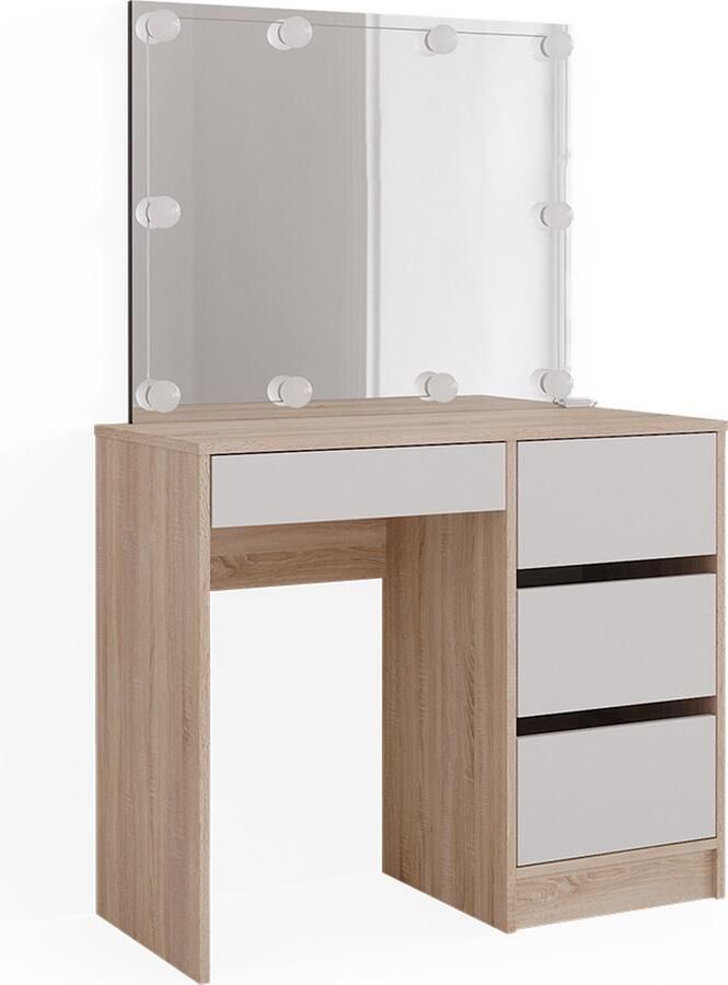 Vicco Sherry Beautytisch met licht – 90 cm met LED-verlichting Sonoma met LED-verlichting