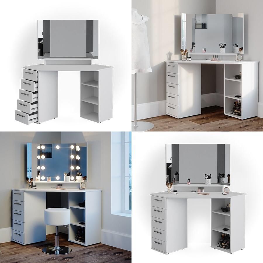 Vicco Sofia Hoek kaptafel – 128.4 cm Wit