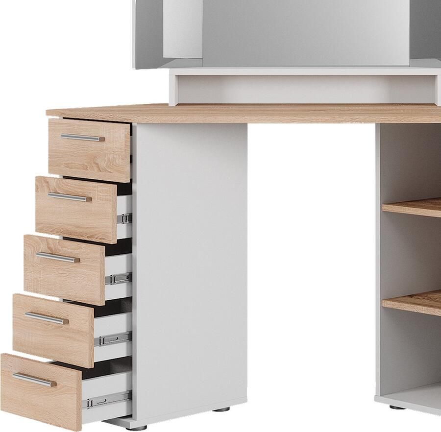 Vicco Hoek kaptafel Sofia Wit Sonoma Sonoma 128.4 cm